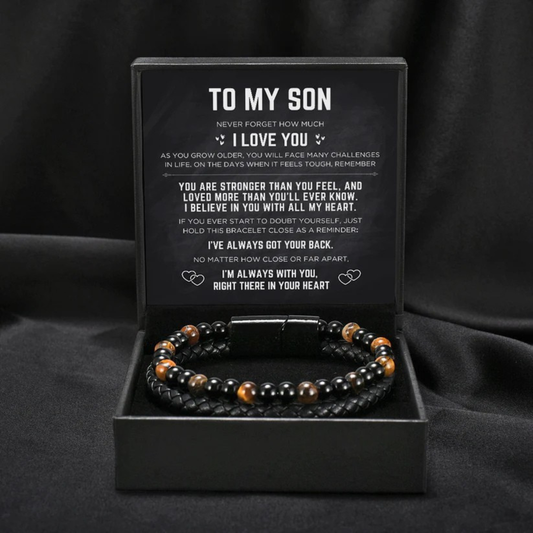 "To my Son" Tiger Eye Guardian Protection Bracelet